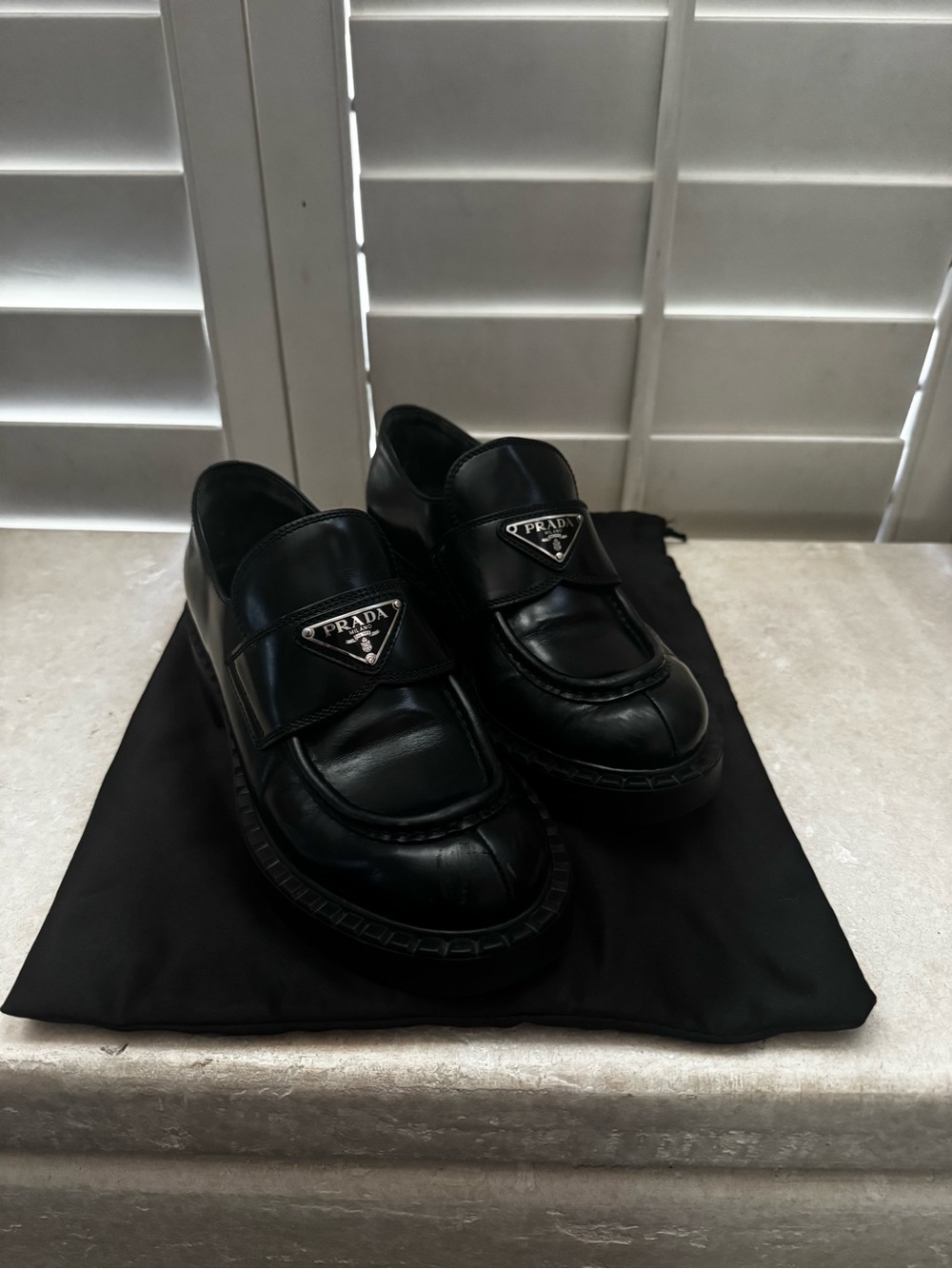 Prada Black Leather Women's Loafers